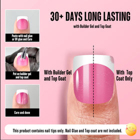 NOVO OVO Extra Short Nail Tips displayed with builder gel