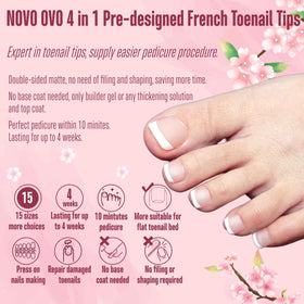 NOVO OVO Fake Toe Nail Tips Baby Pink matte finish