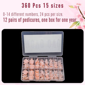 NOVO OVO Fake Toe Nail Tips Baby Pink on feet
