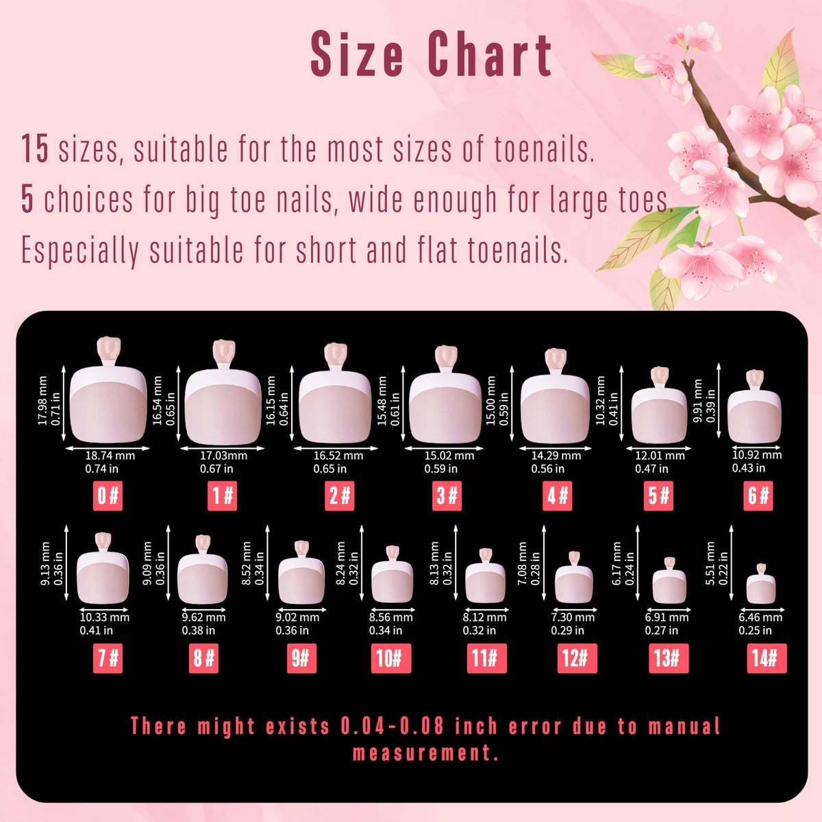 NOVO OVO Fake Toe Nail Tips Baby Pink size variety