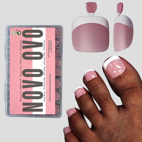 NOVO OVO Fake Toe Nail Tips French Tip Soft Gel 360Pcs front view
