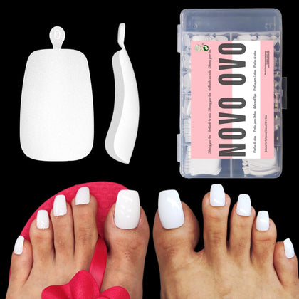 NOVO OVO Fake Toe Nail Tips Pure White front view