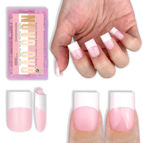 NOVO OVO French Tip Short Square Nail Tips 240 pcs in Milky Pink