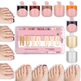 NOVO OVO French Tip Toe Nail Tips set with 8 mixed winter colours
