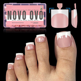 NOVO OVO French Tip Toenail Tips Baby Pink front view