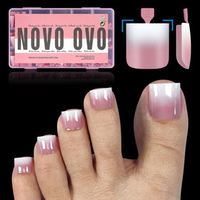 NOVO OVO Ombre French Tip Press on Toe Nail Tips package front view