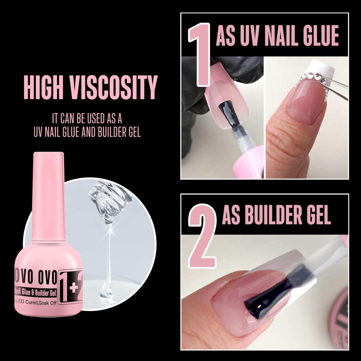NOVO OVO Pink Bottle Builder Gel close-up