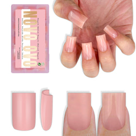 NOVO OVO Short Square Nail Tips Baby Pink front view