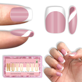 NOVO OVO Short Square Round French Tip Nail Tips packaging front view
