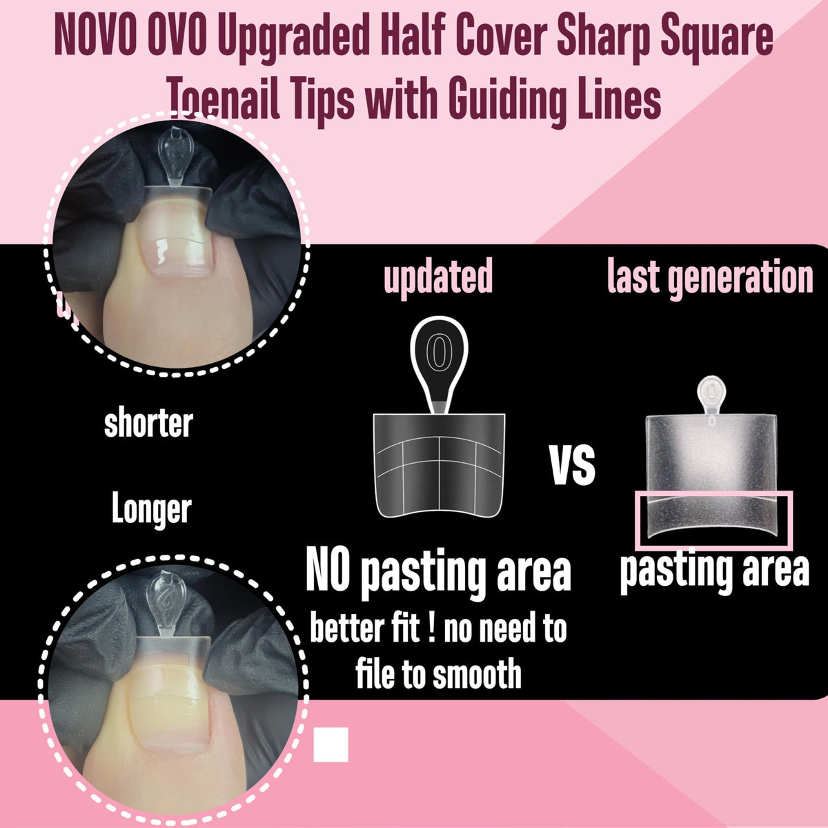 NOVO OVO Soft Gel Toe Nail Tips in packaging