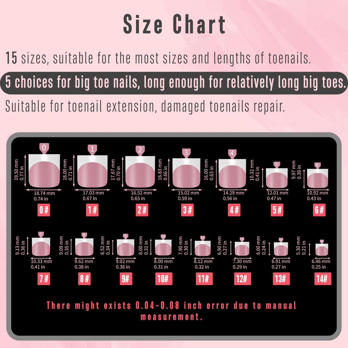 NOVO OVO toenail tips displayed with nail art accessories