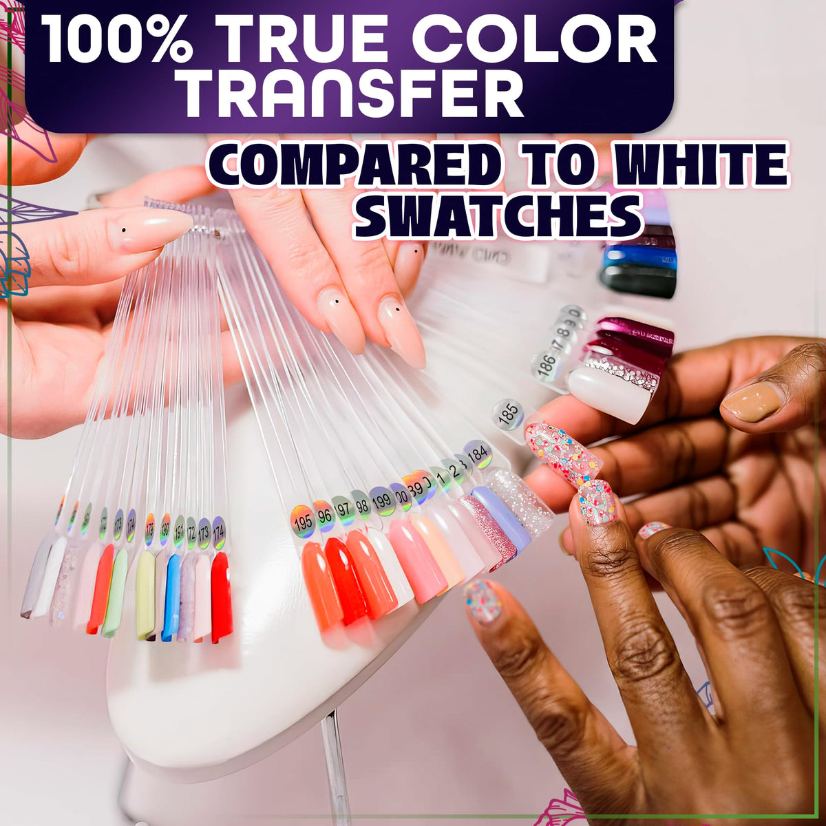 Novsix nail swatch sticks in a beauty supply kit