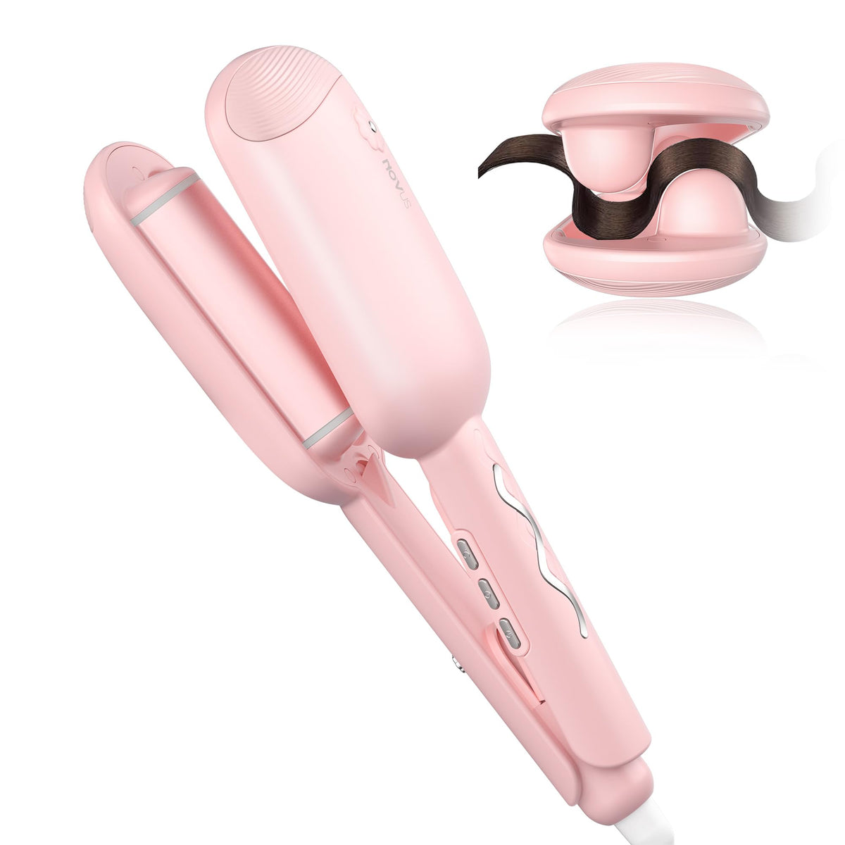 NOVUS 1.25 Inch Curling Iron front view in pink