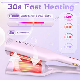 NOVUS Curling Iron Hair Crimper Waver in use creating waves on hair