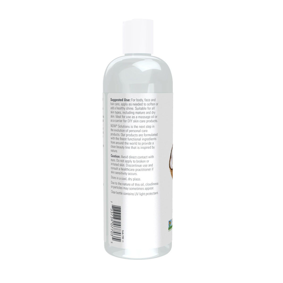 NOW Foods Liquid Coconut Oil 16-Ounce side view