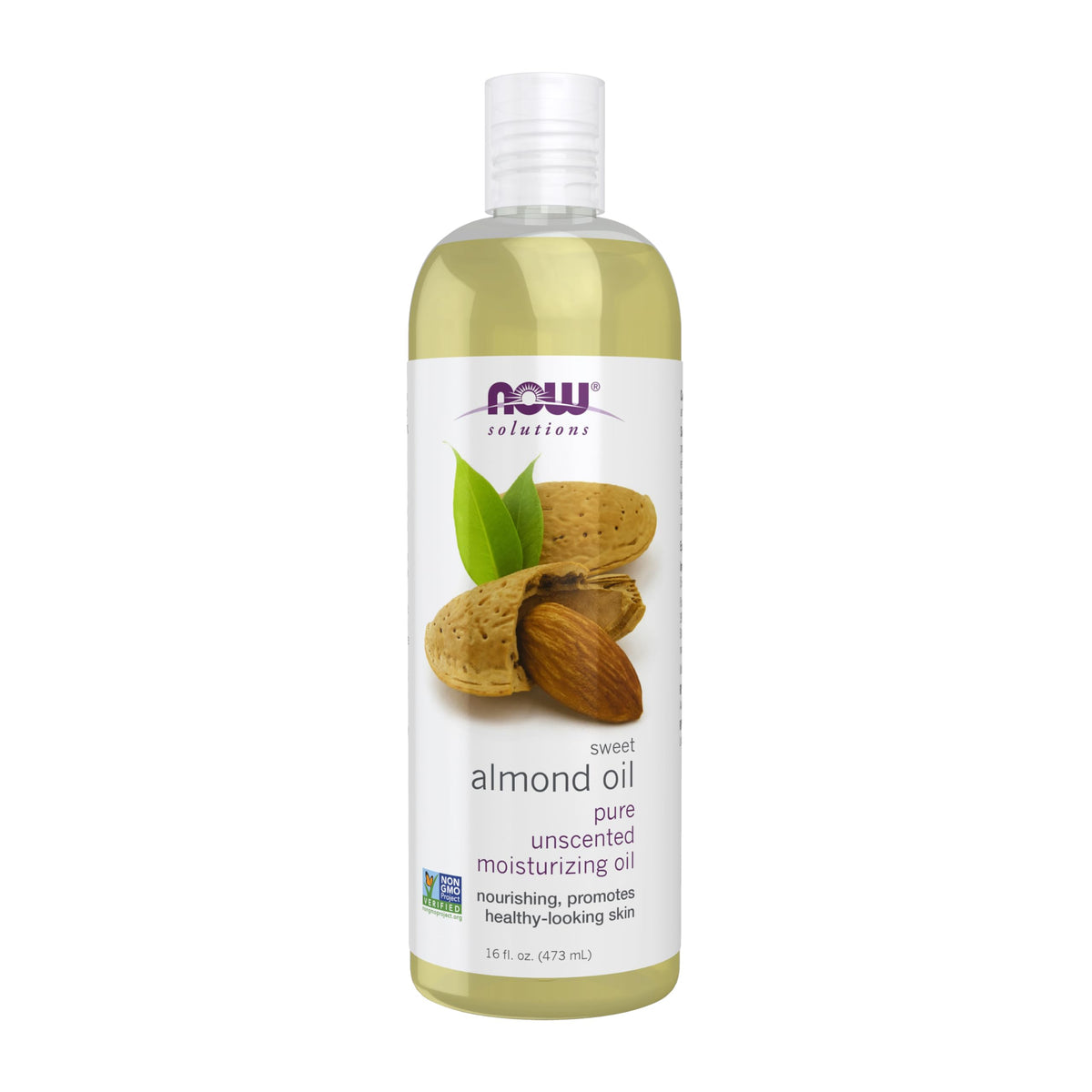 NOW Foods Sweet Almond Oil 100% Pure 16 oz bottle front view