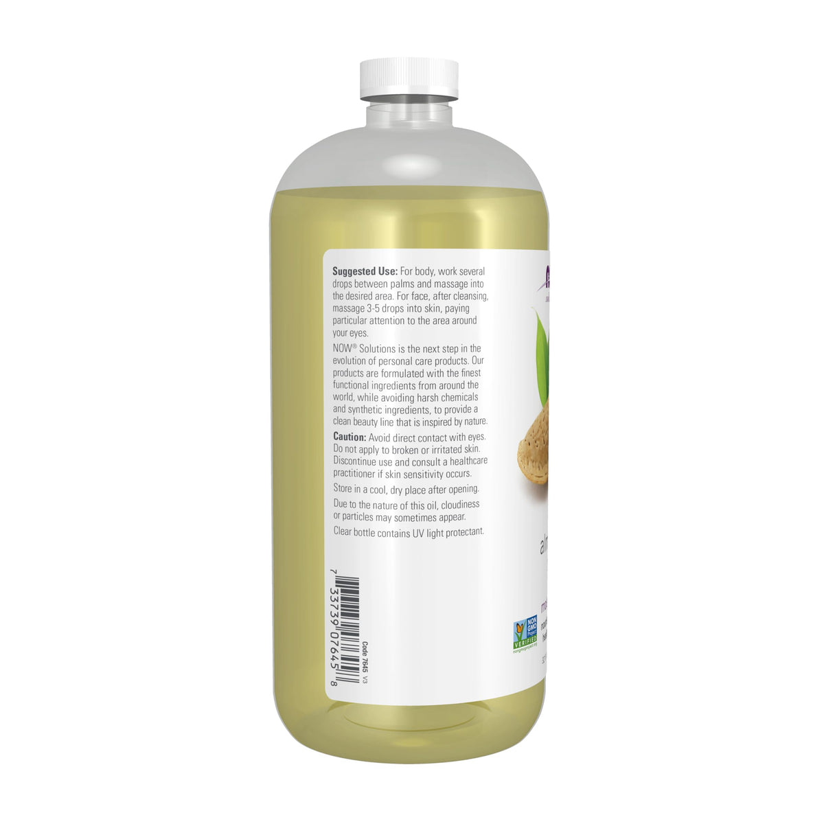 NOW Foods Sweet Almond Oil 32 oz side view