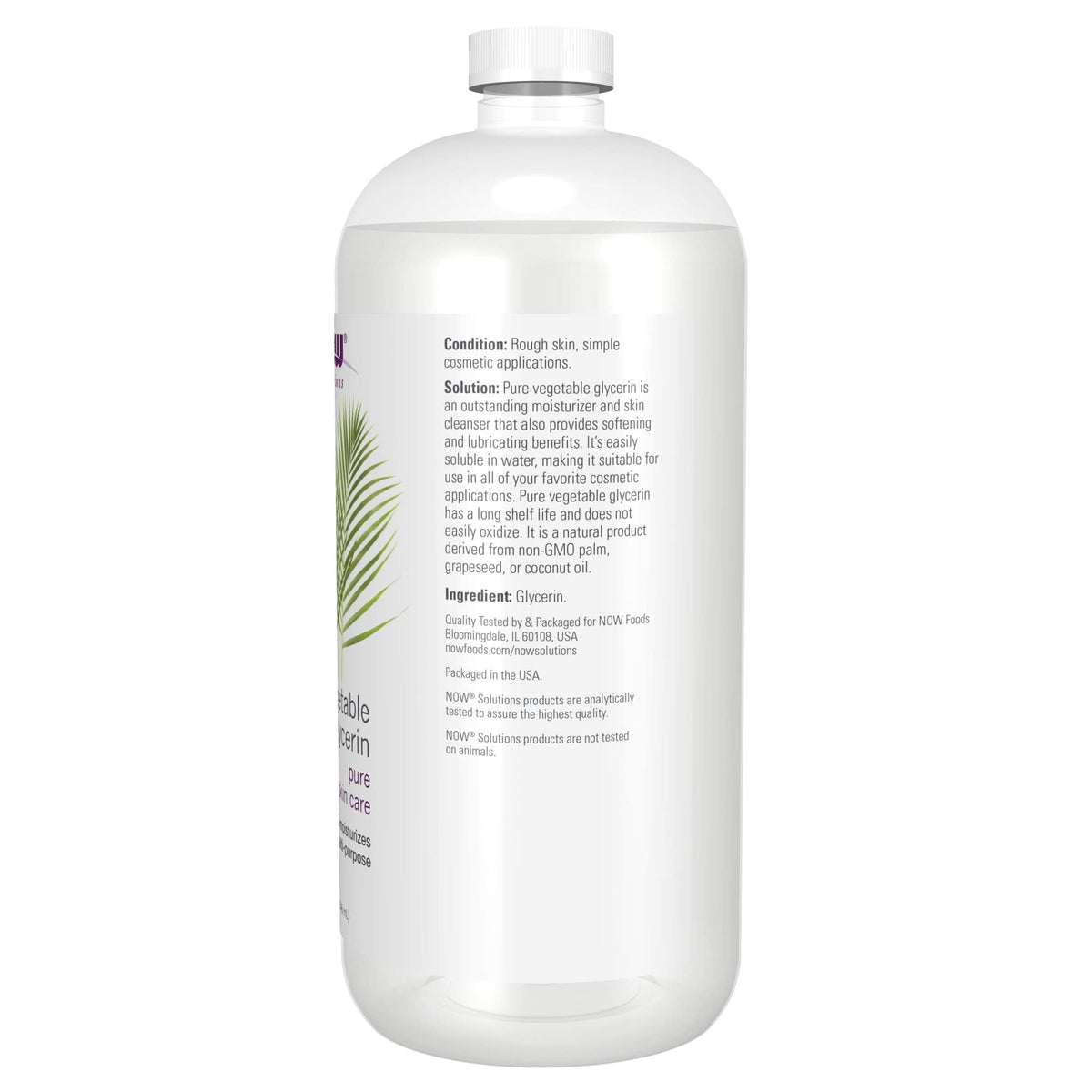 NOW Foods Vegetable Glycerin 32 oz bottle side view