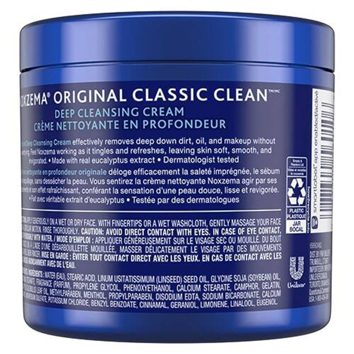 Noxzema Face Wash Original Deep Cleansing Cream 12 Oz back view