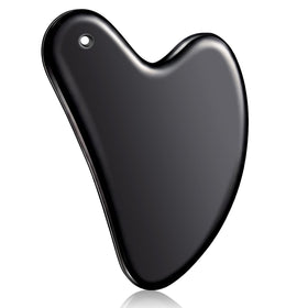Nuanchu Gua Sha Facial Tool in black stainless steel front view