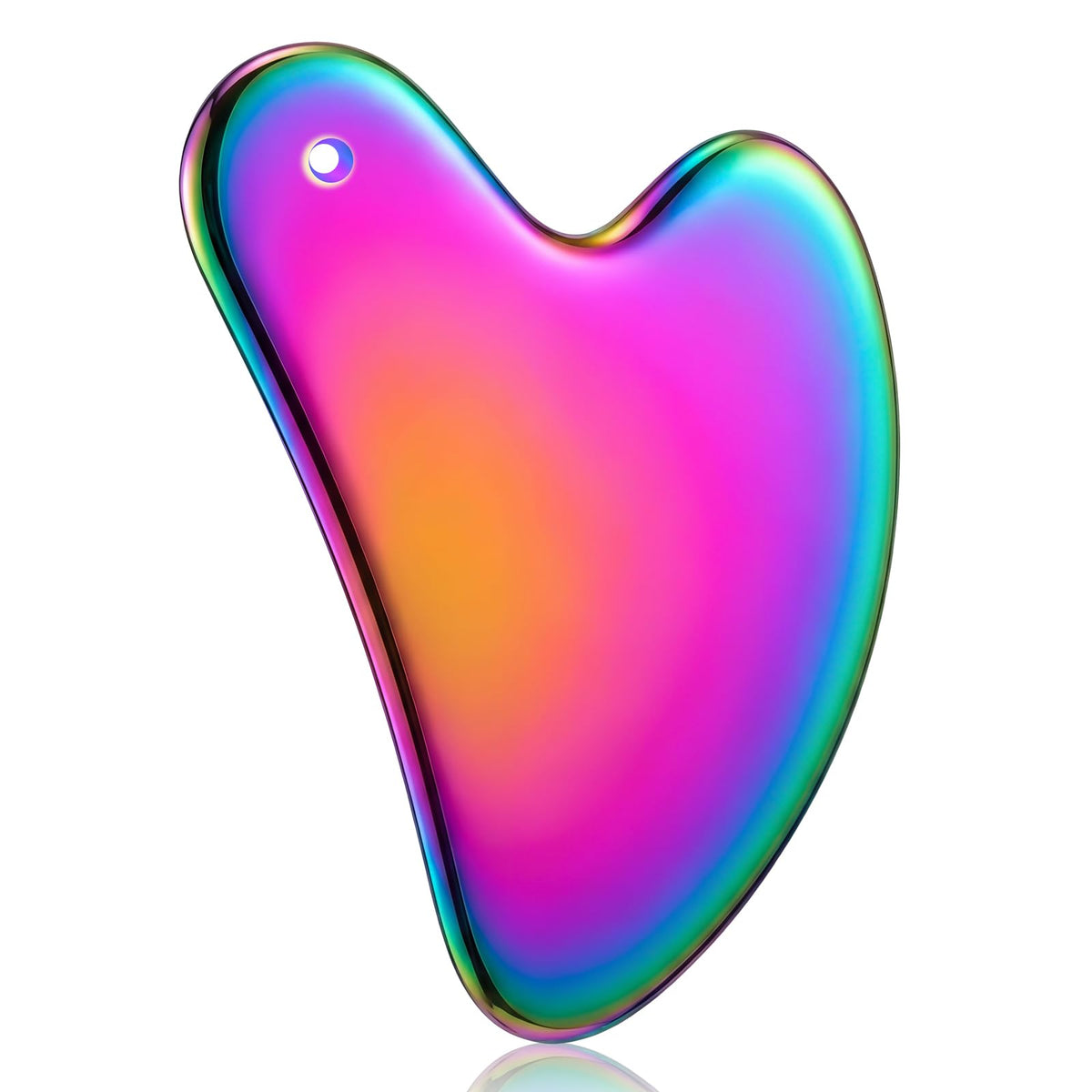 Nuanchu Gua Sha Facial Tool in rainbow heart design front view
