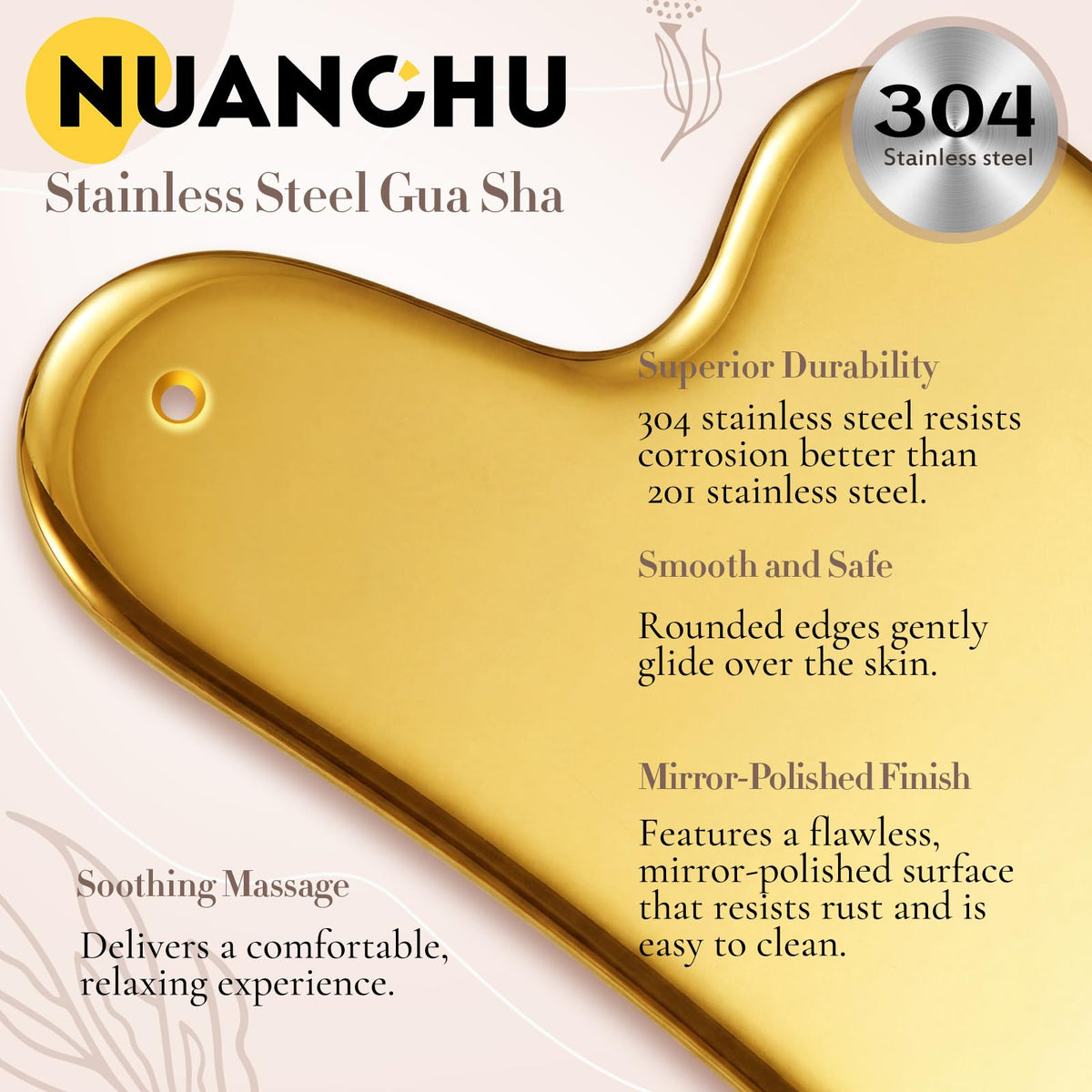Nuanchu Gua Sha tool showing mirror-polished finish