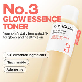 numbuzin No.3 Super Glowing Essence Toner back view with ingredients