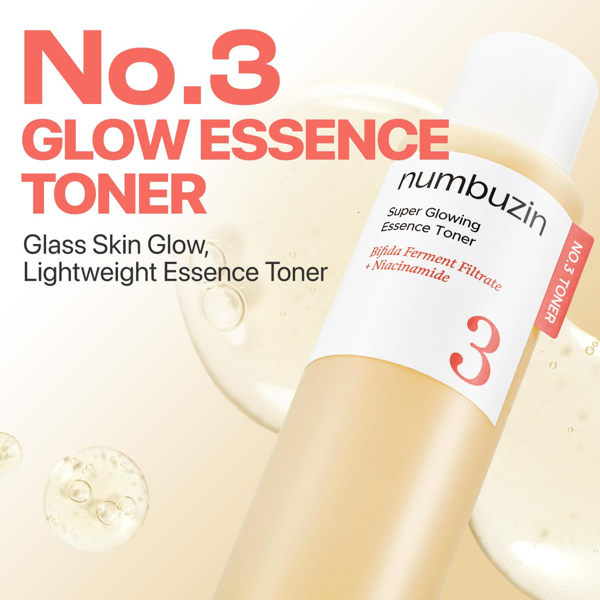 numbuzin No.3 Super Glowing Essence Toner bottle side view