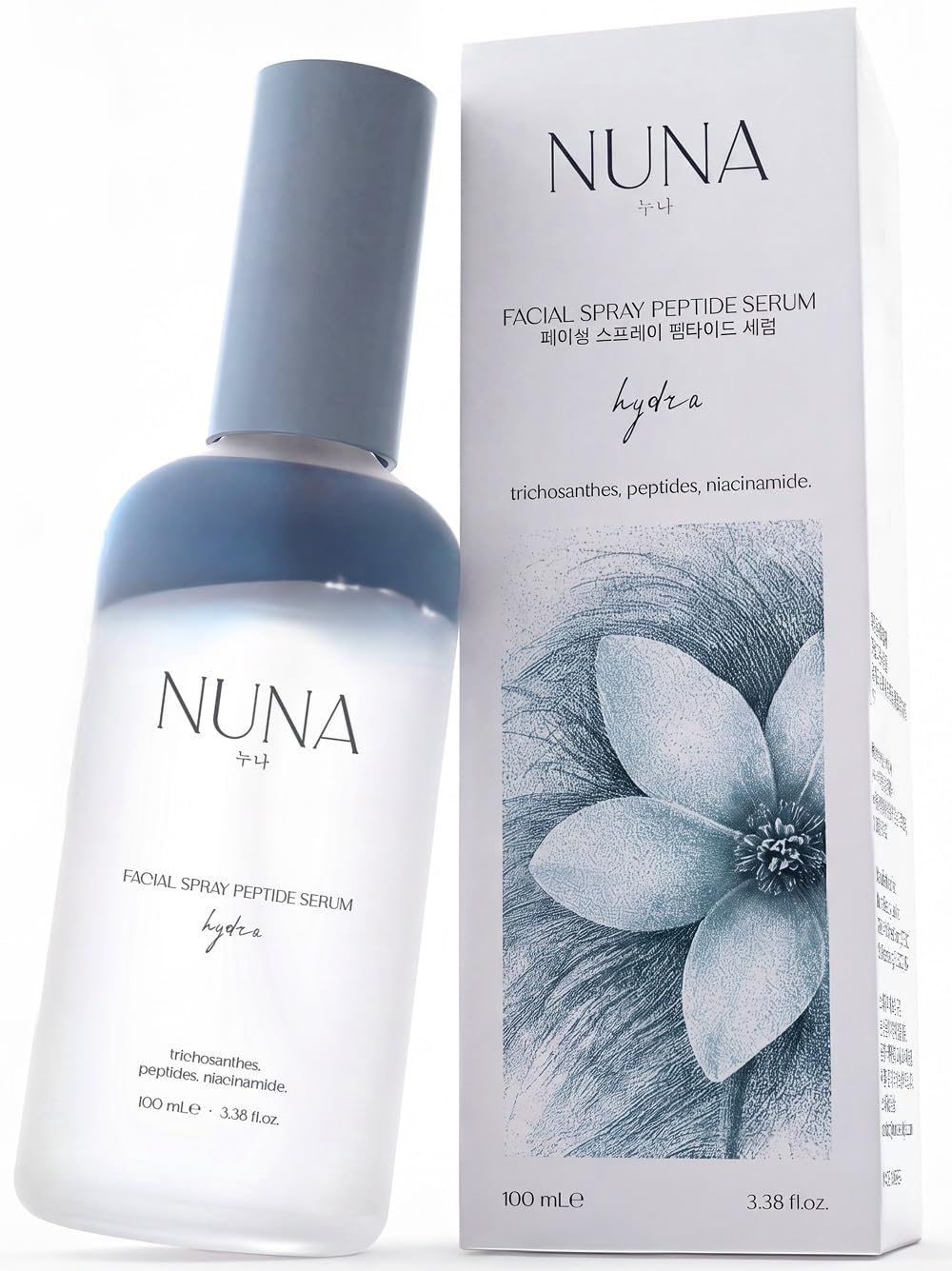 NUNA Ultra Hydrating Face Serum Spray front view with mist nozzle