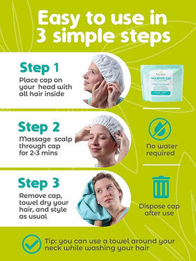 Nurture Valley Shampoo Cap demonstrating waterless wash