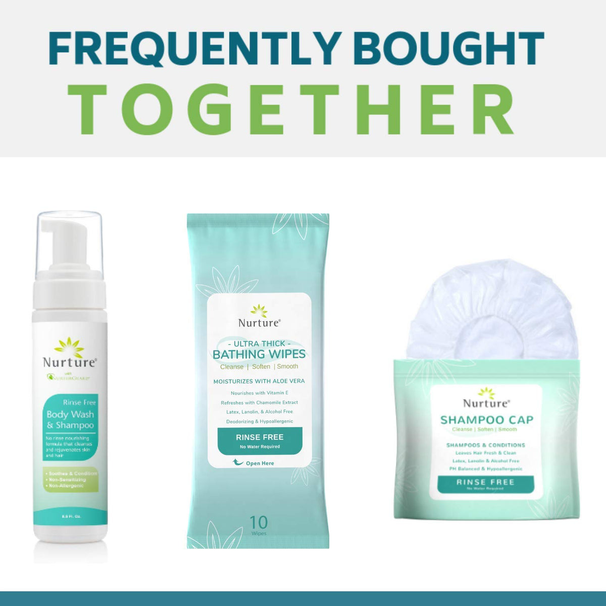 Nurture Valley Shampoo Cap displayed on a travel bag