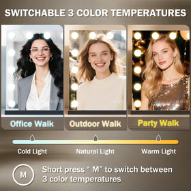 NUSVAN lighted makeup mirror showing touch control features