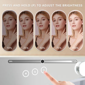NUSVAN Vanity Makeup Mirror displaying touch control panel