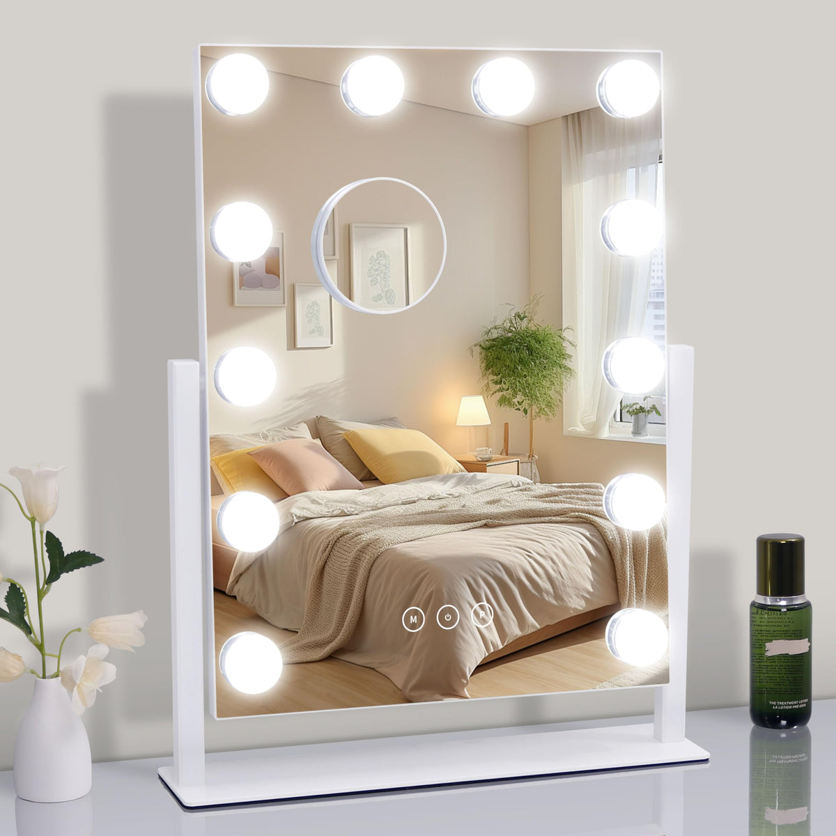 NUSVAN Vanity Makeup Mirror with LED bulbs lit