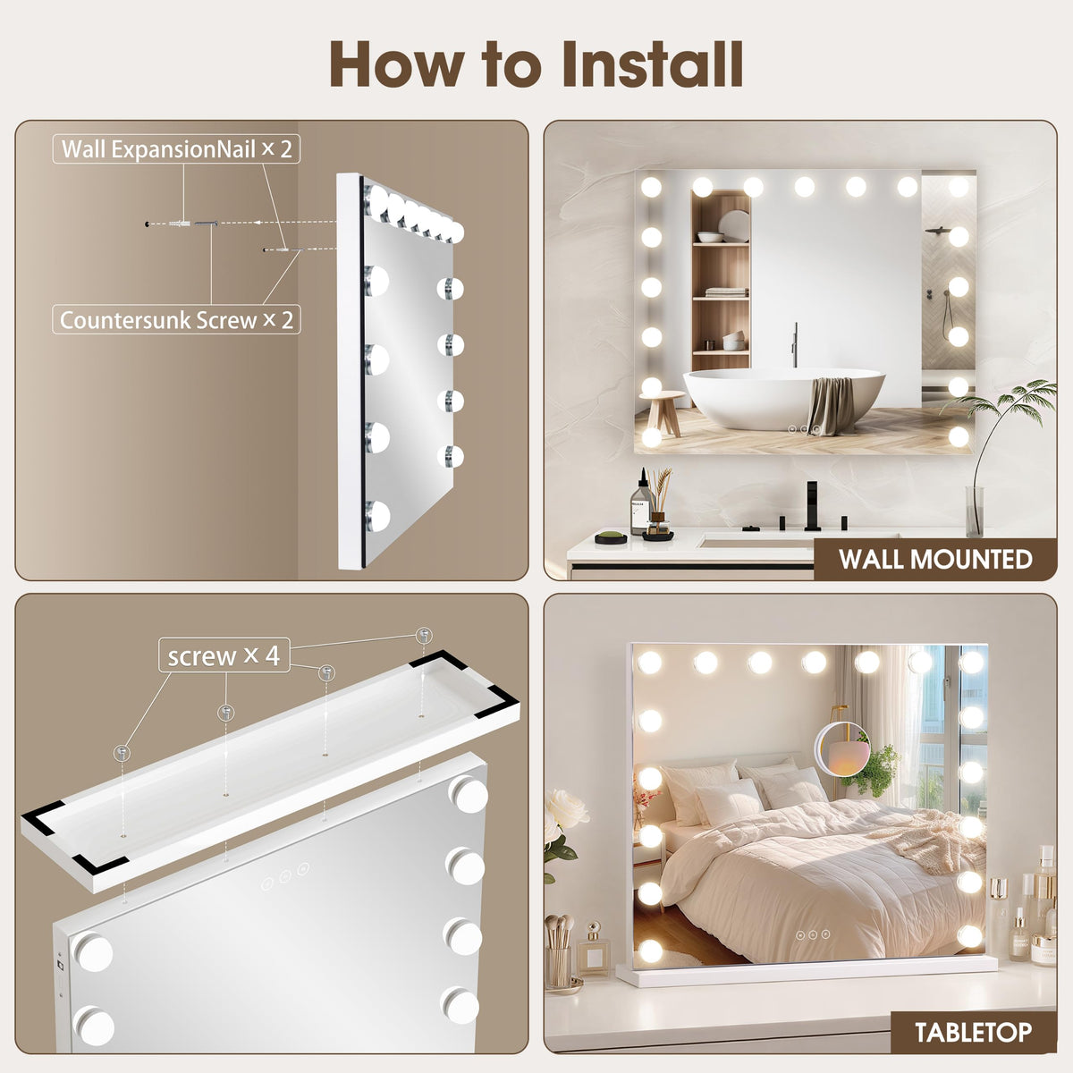 NUSVAN Vanity Mirror in a bright makeup setup