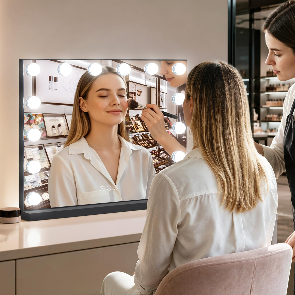 NUSVAN Vanity Mirror showing three lighting modes