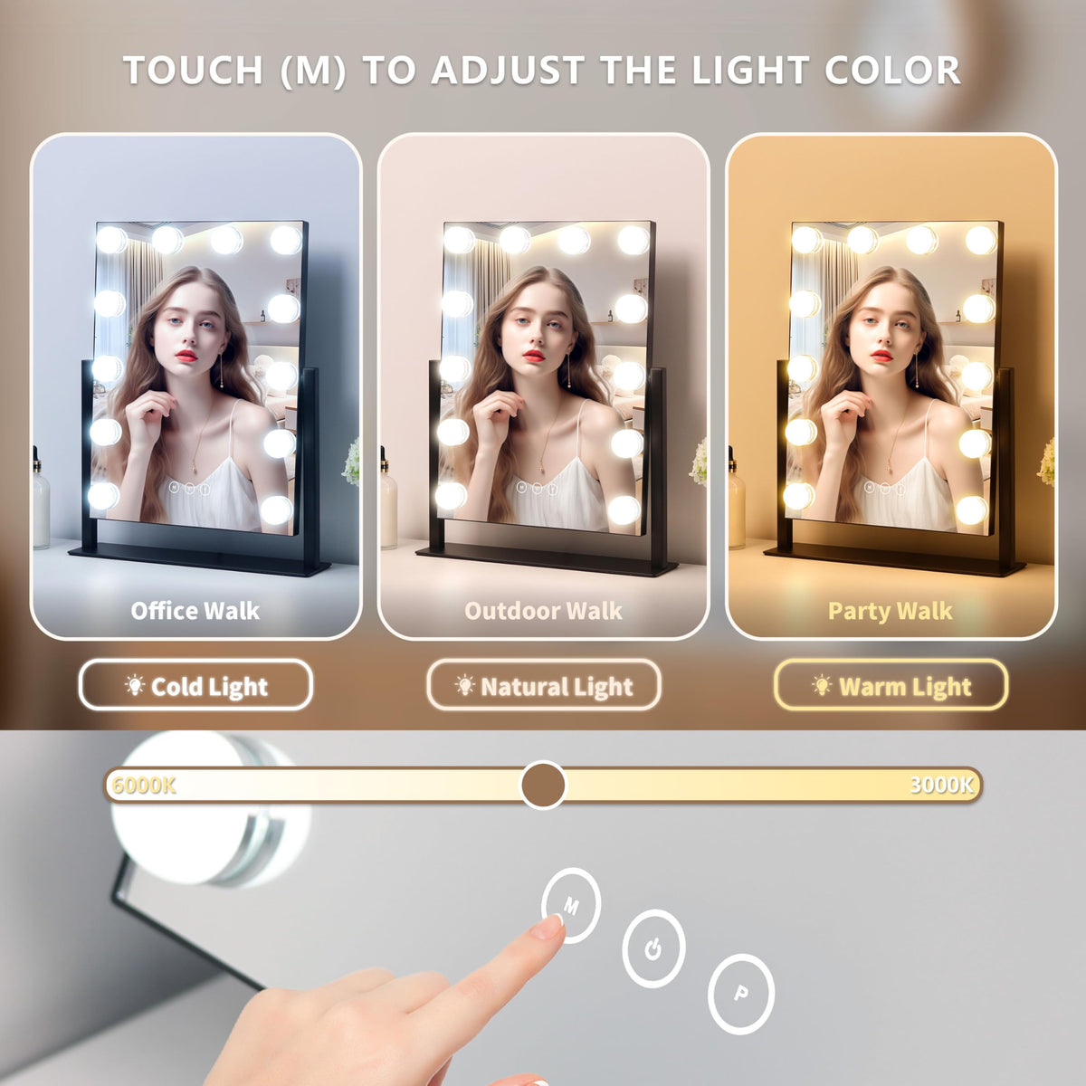NUSVAN Vanity Mirror with 10X magnifying mirror close-up