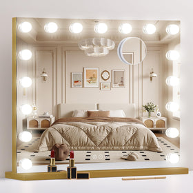 NUSVAN Vanity Mirror with Lights front view in gold finish