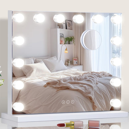 NUSVAN Vanity Mirror with Lights front view with LED bulbs