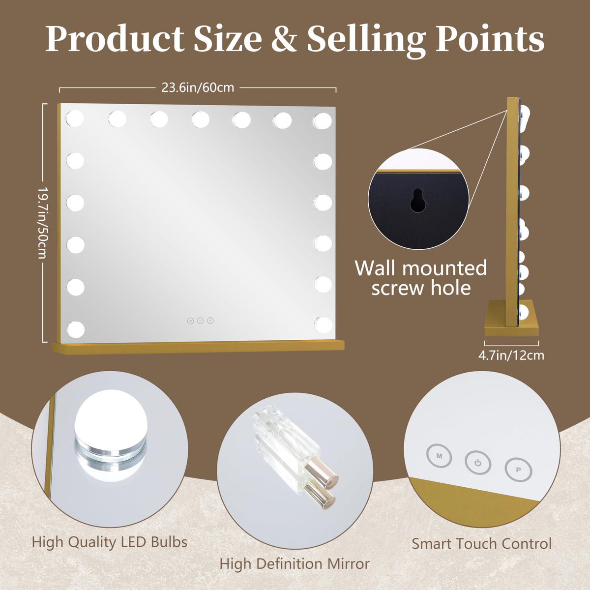 NUSVAN Vanity Mirror with Lights in a stylish bedroom setting