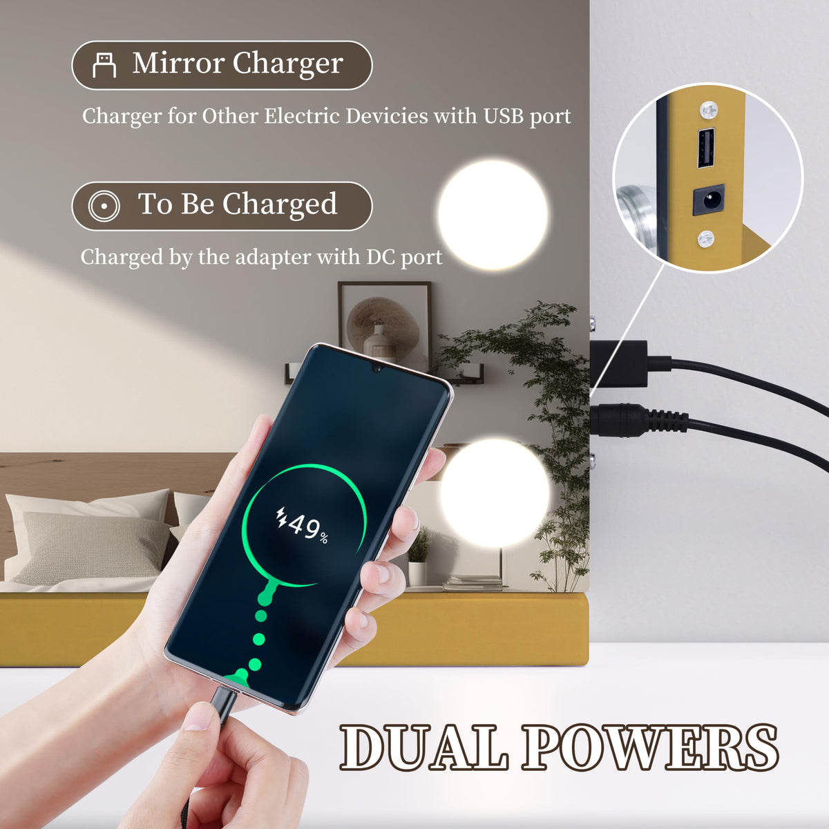 NUSVAN Vanity Mirror with Lights packaging and accessories