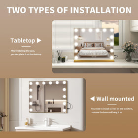 NUSVAN Vanity Mirror with Lights showing touch control feature