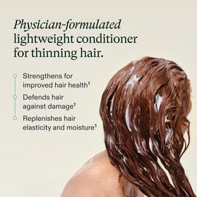 Nutrafol Conditioner on bathroom shelf