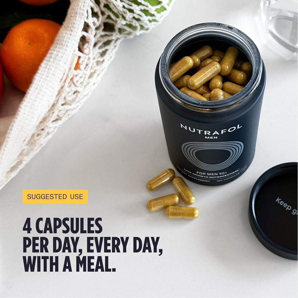 Nutrafol Men 50+ Hair Growth Supplements with a doctor consultation note
