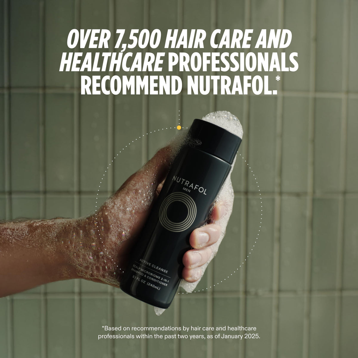 Nutrafol Men's 2-in-1 Shampoo and Conditioner label close-up