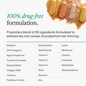Nutrafol Postpartum Hair Growth Supplements on a wooden table
