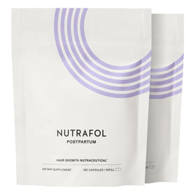 Nutrafol Postpartum Hair Growth Supplements two refill pouches front view