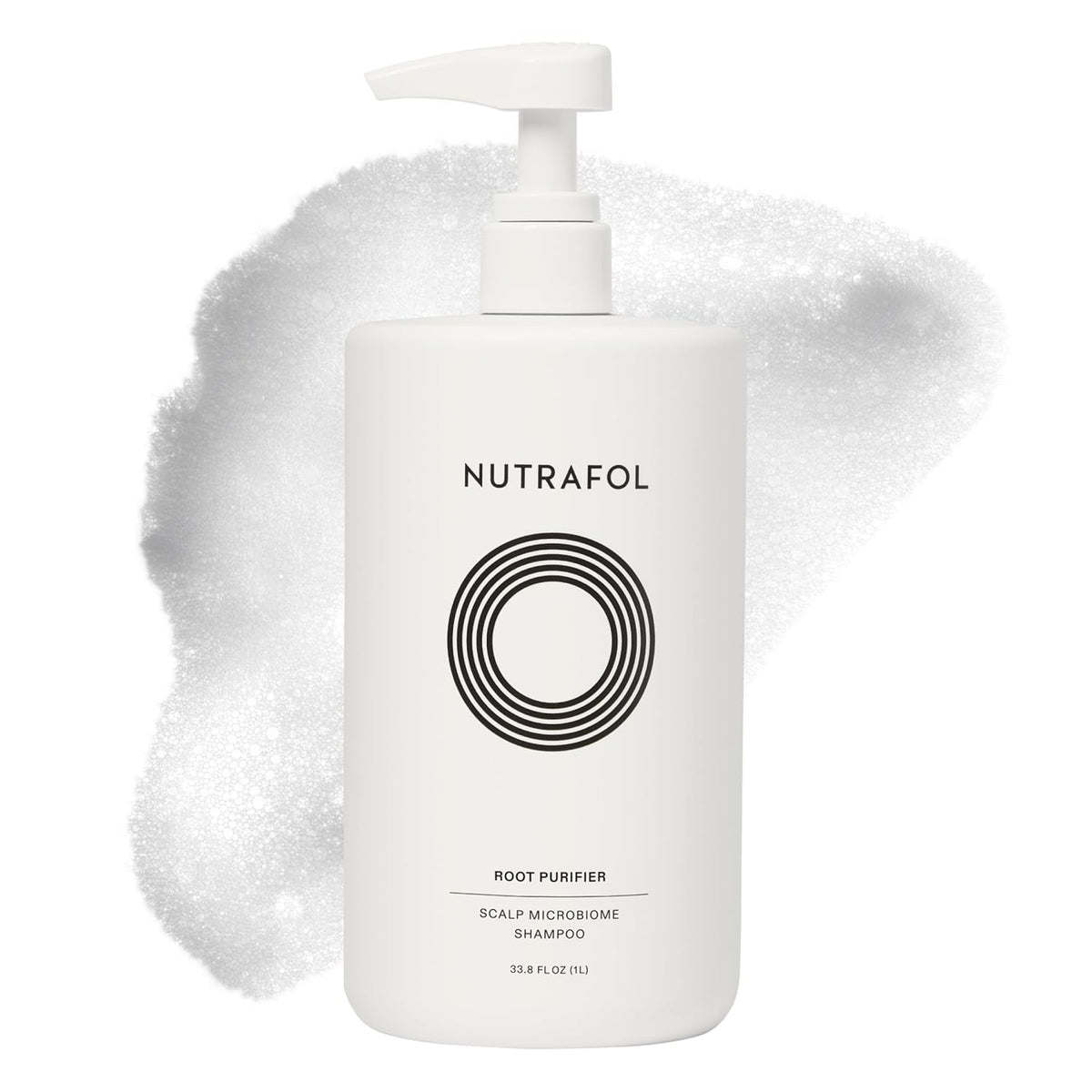Nutrafol Shampoo 1L front view with pump applicator