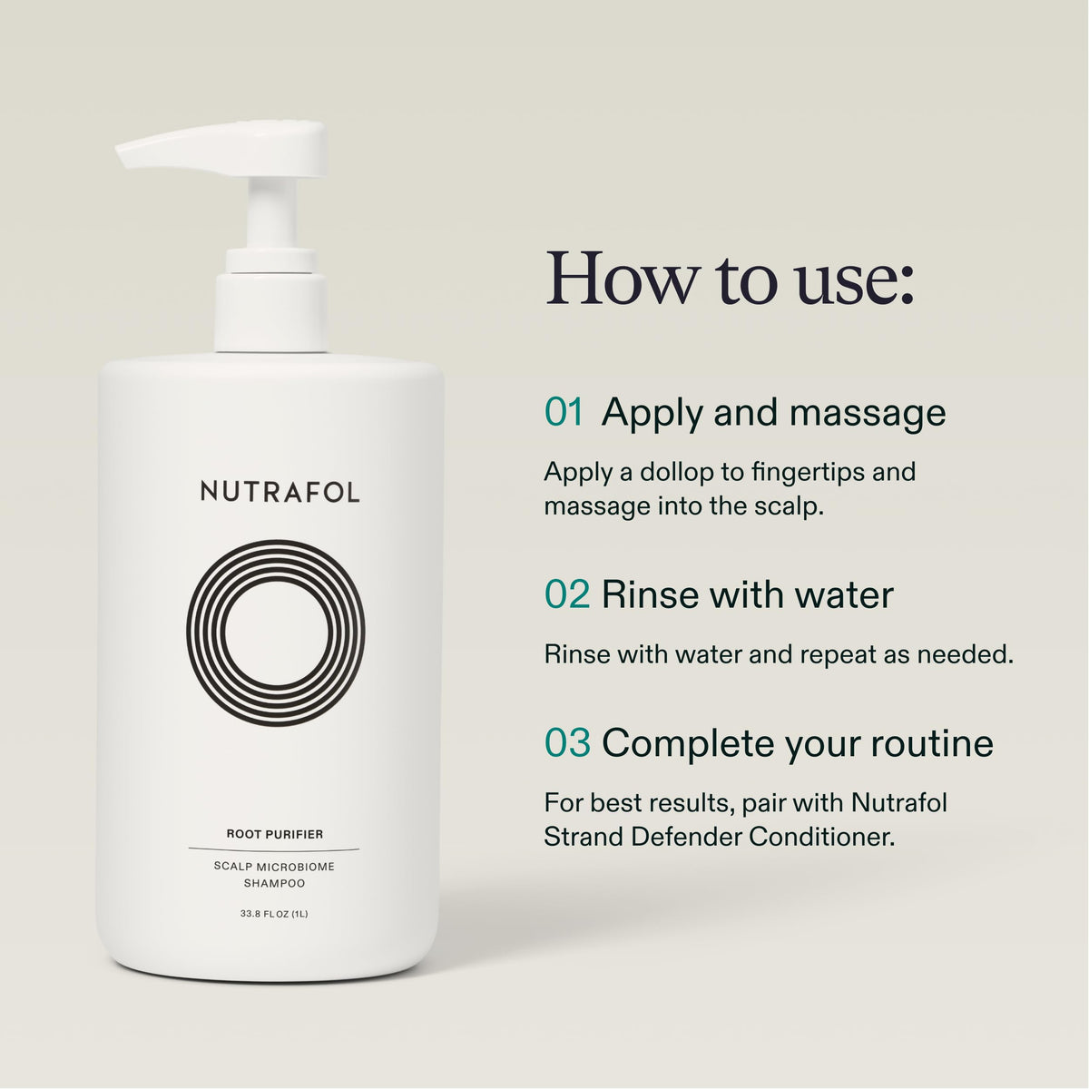 Nutrafol Shampoo 1L showing texture on hand