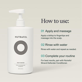 Nutrafol Shampoo 1L showing texture on hand